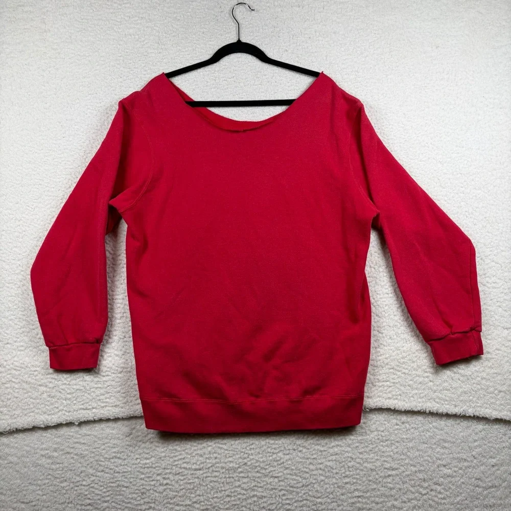 Vtg Nike Sweatshirt Womens Athletics Embroidered Center Swoosh Raw Neck XL Red